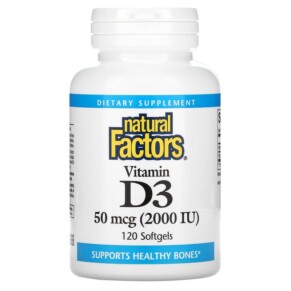 Natural Factors Vitamin D3 50 mcg (2.000 IU) 120 Softgels 068958010533