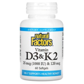 Natural Factors Vitamin D3 & K2 60 Softgels 068958012926