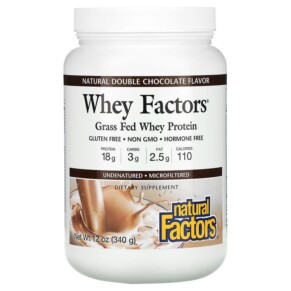 Natural Factors Whey Factors Grass Fed Whey Protein Natural Double Chocolate 12 oz (340 g) 068958029276