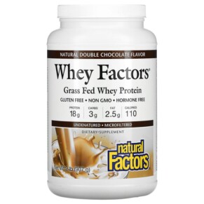 Natural Factors Whey Factors Grass Fed Whey Protein Natural Double Chocolate 2 lb (907 g) 068958029344