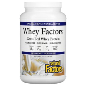 Natural Factors Whey Factors Grass Fed Whey Protein Natural French Vanilla Flavor 2 lb (907 g) 068958029320