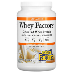 Natural Factors Whey Factors Grass Fed Whey Protein Unflavored 2 lb (907 g) 068958029351