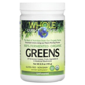 Natural Factors Whole Earth & Sea Greens Unflavored 6.9 oz (195 g) 068958355504