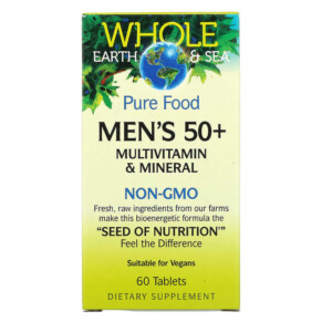 Natural Factors Whole Earth & Sea Men's 50+ Multivitamin & Mineral 60 Tablets 068958355030