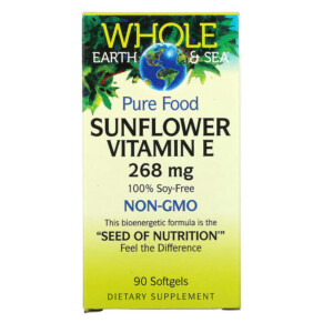 Natural Factors Whole Earth & Sea Sunflower Vitamin E 268 mg 90 Softgels 068958355139