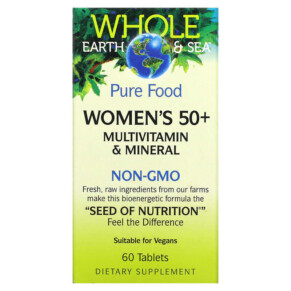 Natural Factors Whole Earth & Sea Women's 50+ Multivitamin & Mineral 60 Tablets 068958355016
