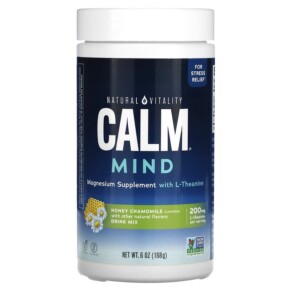 Natural Vitality CALM Mind Magnesium Supplement with L-Theanine Drink Mix Honey Chamomile 6 oz (168 g) 840230344044