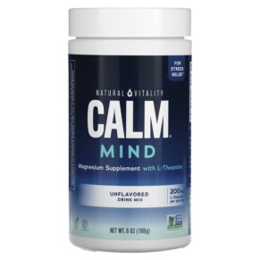 Natural Vitality CALM Mind Magnesium Supplement with L-Theanine Drink Mix Unflavored 6 oz (168 g) 840230344082