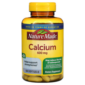 Nature Made Calcium with Vitamin D3 600 mg 100 Softgels 031604025083
