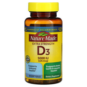Nature Made D3 Extra Strength 125 mcg (5.000 IU) 90 Softgels 031604026219