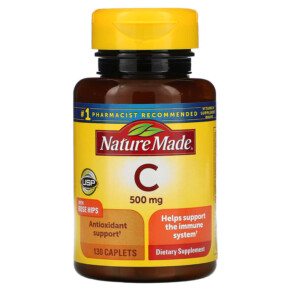 Nature Made Vitamin C with Rose Hips 500 mg 130 Caplets 031604112592