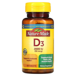 Nature Made Vitamin D3 50 mcg 100 Tablets 031604026738