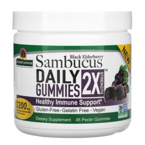 Nature's Answer Black Elderberry Sambucus Daily Gummies 2X Strength 3.200 mg 45 Pectin Gummies 083000269165
