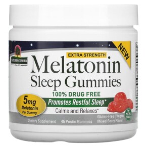 Nature's Answer Melatonin Sleep Gummies Extra Strength Mixed Berry 5 mg 45 Pectin Gummies 083000269189