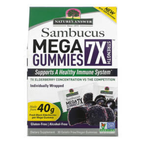 Nature's Answer Sambucus Mega Gummies 7X Strength Black Elderberry 30 Gelatin Free/Vegan Gummies 083000262340