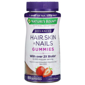 Nature's Bounty Advanced Hair Skin & Nails Gummies Strawberry 80 Gummies 074312007101