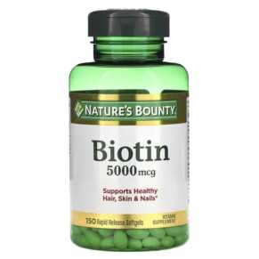 Nature's Bounty Biotin 5.000 mcg 150 Rapid Release Softgels 074312296192
