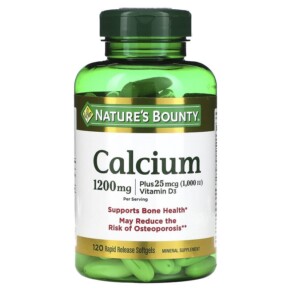 Nature's Bounty Calcium Plus Vitamin D3 600 mg 120 Rapid Release Softgels 074312134371