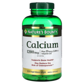 Nature's Bounty Calcium Plus Vitamin D3 600 mg 220 Rapid Release Softgels 074312134395