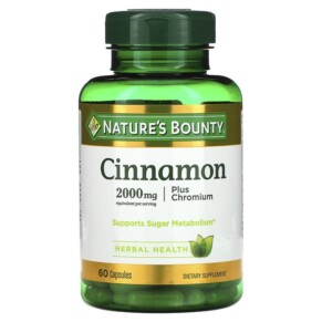 Nature's Bounty Cinnamon Plus Chromium 1.000 mg 60 Capsules 074312150616