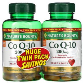 Nature's Bounty Co Q-10 Twin Pack 200 mg 2 Bottles 80 Rapid Release Softgels Each 074312793400