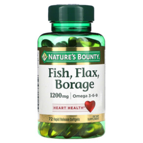 Nature's Bounty Fish Flax Borage 1.200 mg 72 Rapid Release Softgels 074312101519