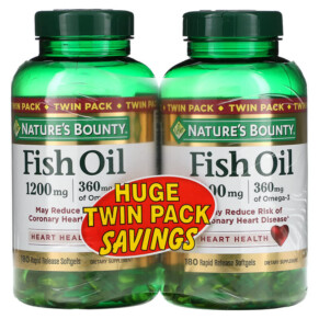 Nature's Bounty Fish Oil Twin Pack 1.200 mg 180 Rapid Release Softgels Each 074312306976