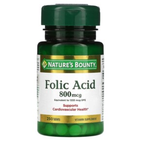 Nature's Bounty Folic Acid 800 mcg 250 Tablets 074312028434