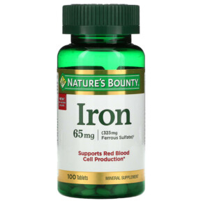 Nature's Bounty Iron 65 mg 100 Tablets 074312413834