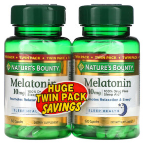 Nature's Bounty Melatonin Twin Pack 10 mg 60 Capsules Each 074312793462