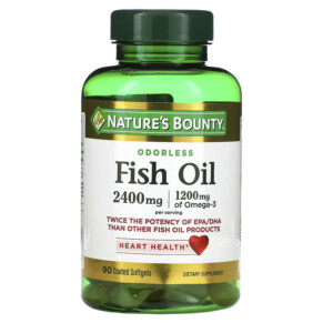 Nature's Bounty Odorless Fish Oil 1.200 mg 90 Coated Softgels 074312171307
