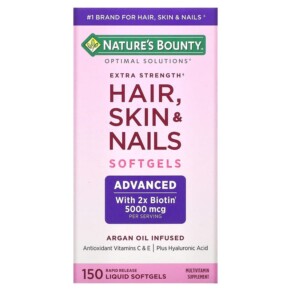 Nature's Bounty Optimal Solutions Extra Strength Hair Skin & Nails 150 Rapid Release Liquid Softgels 074312357107