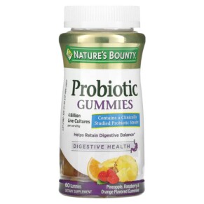 Nature's Bounty Probiotic Gummies Pineapple Raspberry & Orange 4 Billion 60 Gummies 074312729003