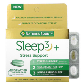 Nature's Bounty Sleep3+ Stress Support 56 Tri-Layer Tablets 074312006968