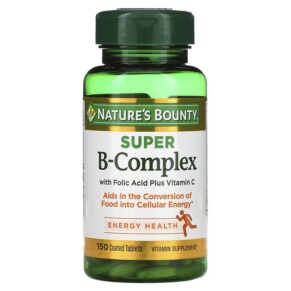 Nature's Bounty Super B-Complex with Folic Acid Plus Vitamin C 150 Coated Tablets 074312131684