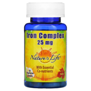 Nature's Life Iron Complex 25 mg 50 Vegetarian Capsules 040647002265