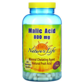 Nature's Life Malic Acid 800 mg 250 Vegetarian Capsules 040647005716