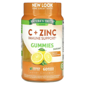 Nature's Truth C + Zinc Immune Support Natural Lemon 60 Vegan Gummies 840093114679