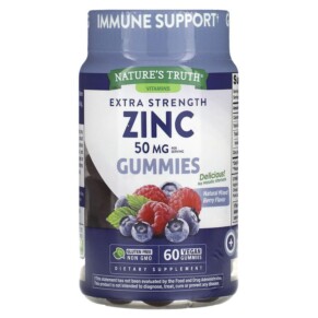 Nature's Truth Extra Strength Zinc Natural Mixed Berry 50 mg 60 Vegan Gummies 840093115614