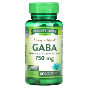 Nature's Truth Gaba Gamma Aminobutyric Acid 750 mg 60 Quick Release Capsules 840093113870