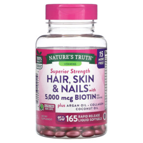 Nature's Truth Hair Skin & Nails with Biotin 5.000 mcg 165 Rapid Release Liquid Softgels 840093102119