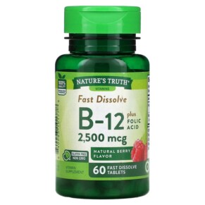 Nature's Truth Vitamin B-12 plus Folic Acid Natural Berry 2.500 mcg 60 Fast Dissolve Tablets 840093101778