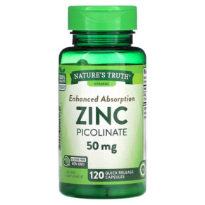 Nature's Truth Zinc Picolinate 50 mg 120 Quick Release Capsules 840093120182