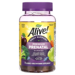 Nature's Way Alive! Daily Support Premium Prenatal Strawberry & Lemon 75 Gummies 033674104828