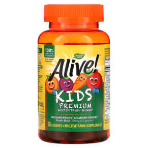 Nature's Way Alive! Kids Premium Multivitamin Cherry Orange & Grape 90 Gummies 033674157893