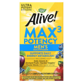 Nature's Way Alive! Max3 Potency Men's Multivitamin 90 Tablets 033674155424