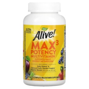 Nature's Way Alive! Max3 Potency Multivitamin 180 Tablets 033674149287