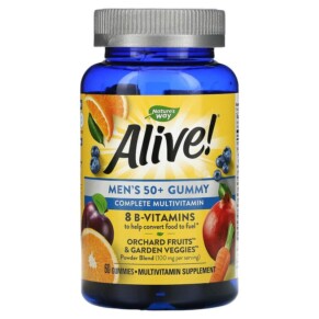 Nature's Way Alive! Men's 50+ Gummy Complete Multivitamin Fruit Flavors 60 Gummies 033674159026