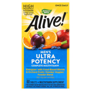 Nature's Way Alive! Men's Ultra Potency Complete Multivitamin 60 Tablets 033674156858