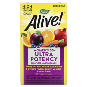 Nature's Way Alive! Once Daily Women's 50+ Ultra Potency Complete Multivitamin 60 Tablets 033674156926